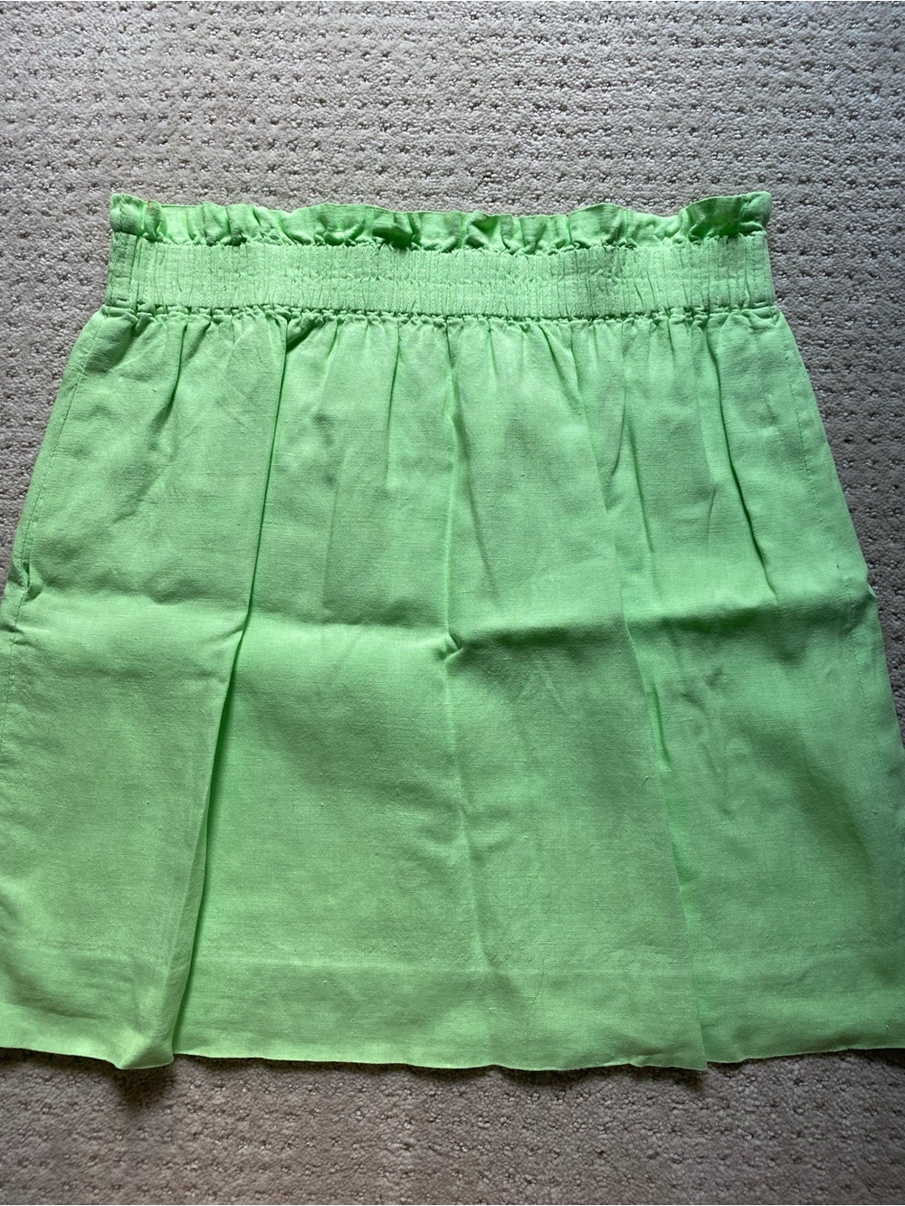 J. Crew Green Elastic-Waist A-Line Skirt